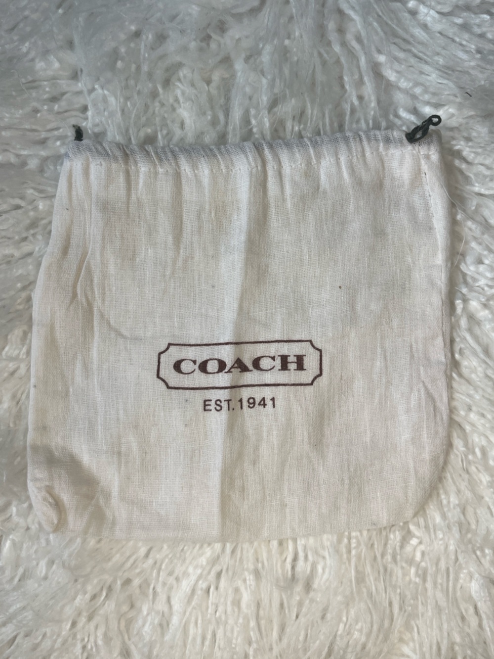 Coach Cream and Brown Logo Drawstring Pouch